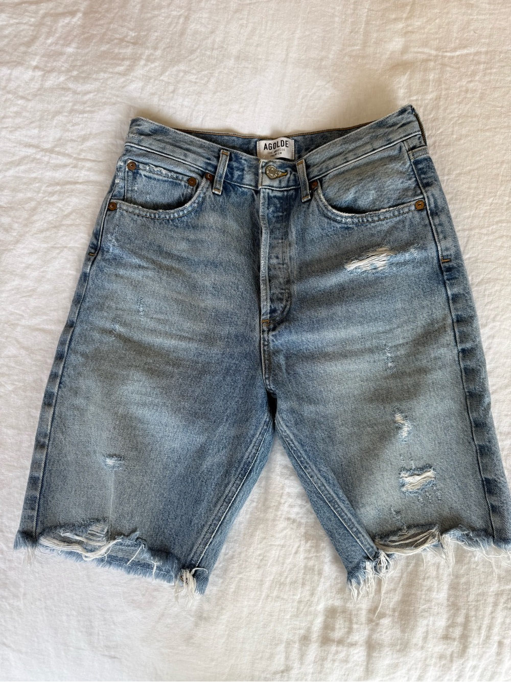 AGOLDE Light Wash High Waisted Denim Bermuda Shorts - Size 26